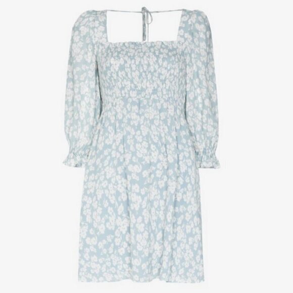 💕REFORMATION💕 Zaria Mini Dress ~ Sofie Light Blue Floral Print Medium M - Picture 10 of 16